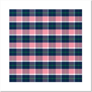 Pink, Navy, Green, White Preppy Plaid Posters and Art